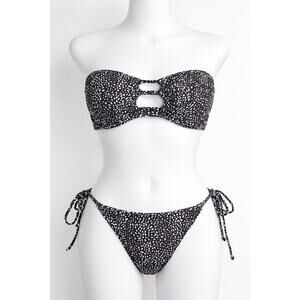 JMP The Label Bandeau Cutout Bikini Black White Speckled Set XXL